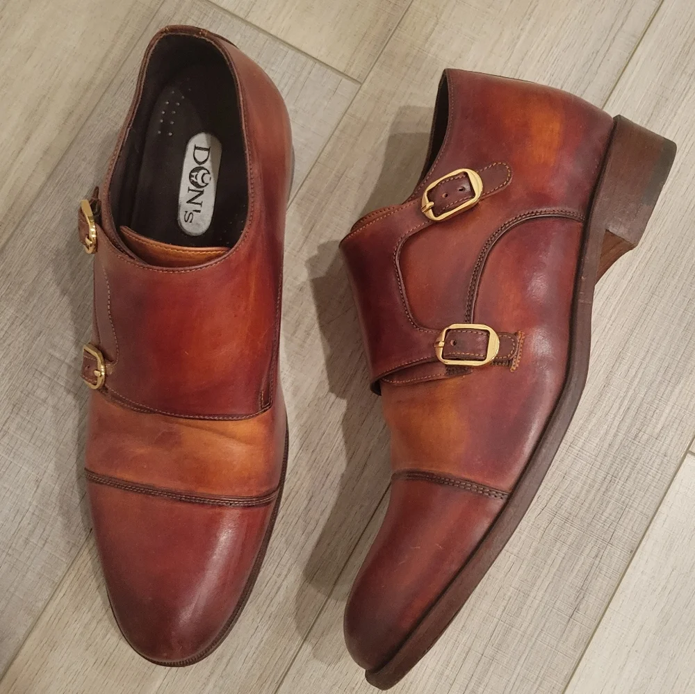 DON'S FOOTWEAR MEN'S DOUBLE MONK STRAP HAND MADE LEATHER SHOES SIZE 13
